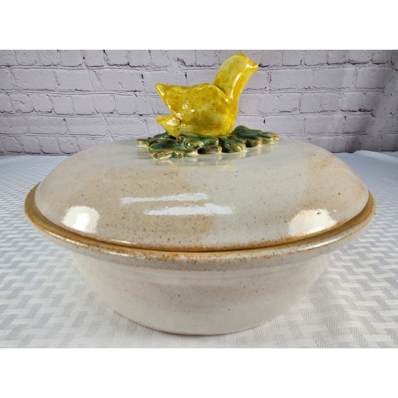 Source Unknown Other - Vtg OOAK Ceramic Pottery 3D Chicken Chick Bird Serving Casserole Dish Lid Signed